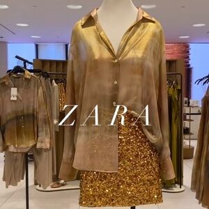 Zara gold sequin skirt